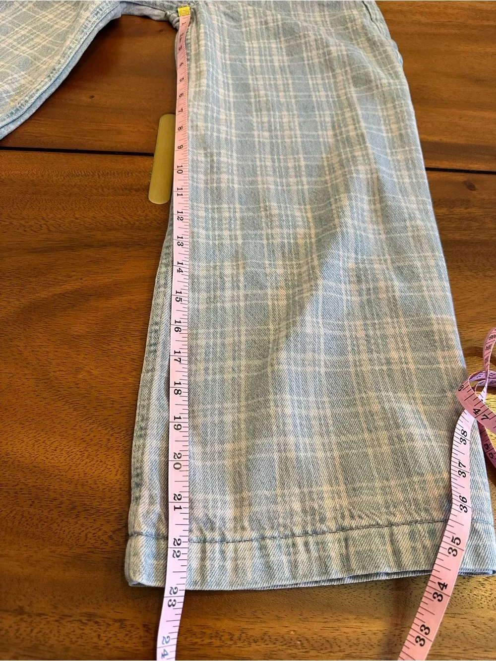 GAP Kids Light Blue and Pale Pink Plaid Wide leg Elastic Waist Pants